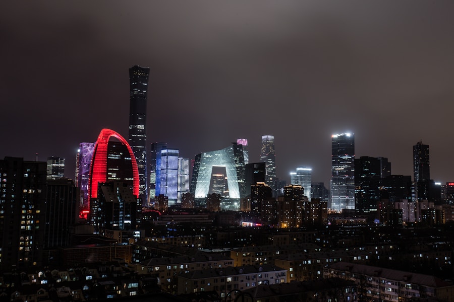 Beijing CBD skyline at night